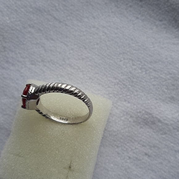 Pink Created Sapphire 925 Sterling Silver Ring - Picture 6 of 11